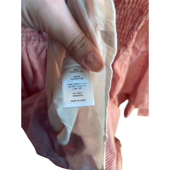 Gianni Bini Off-Shoulder Ruffled Bell Sleeve Red Striped Mini Dress Women's M - Picture 4 of 4